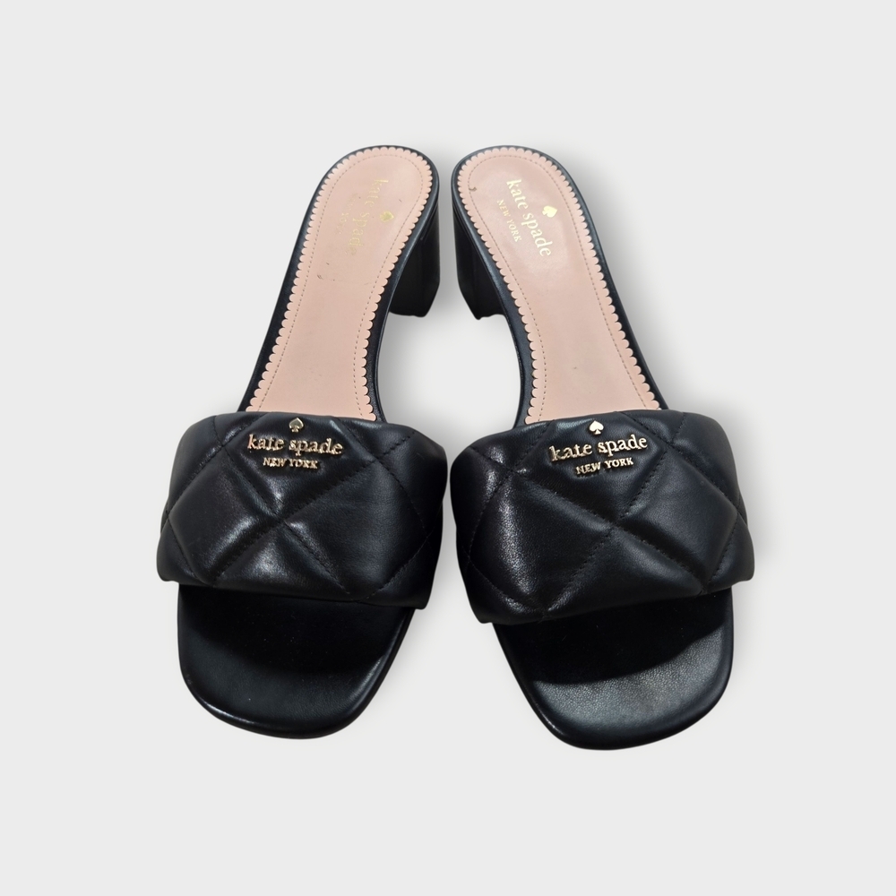 Kate Spade Pillow Sandal Women’s 9.5B Black Heeled Flats Quilted Slip On EU 40 - Picture 3 of 8
